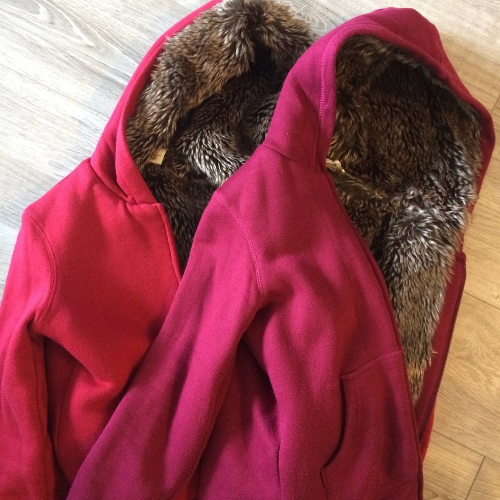 SOLD - Faux Fur lined Zip Hoodies 2 for 1